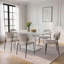 Expandable Dining Table Set of 6, 140-180cm High Gloss White Kitchen Table with 6 Chairs, Modern Pedestal Table for Living Room-752349489