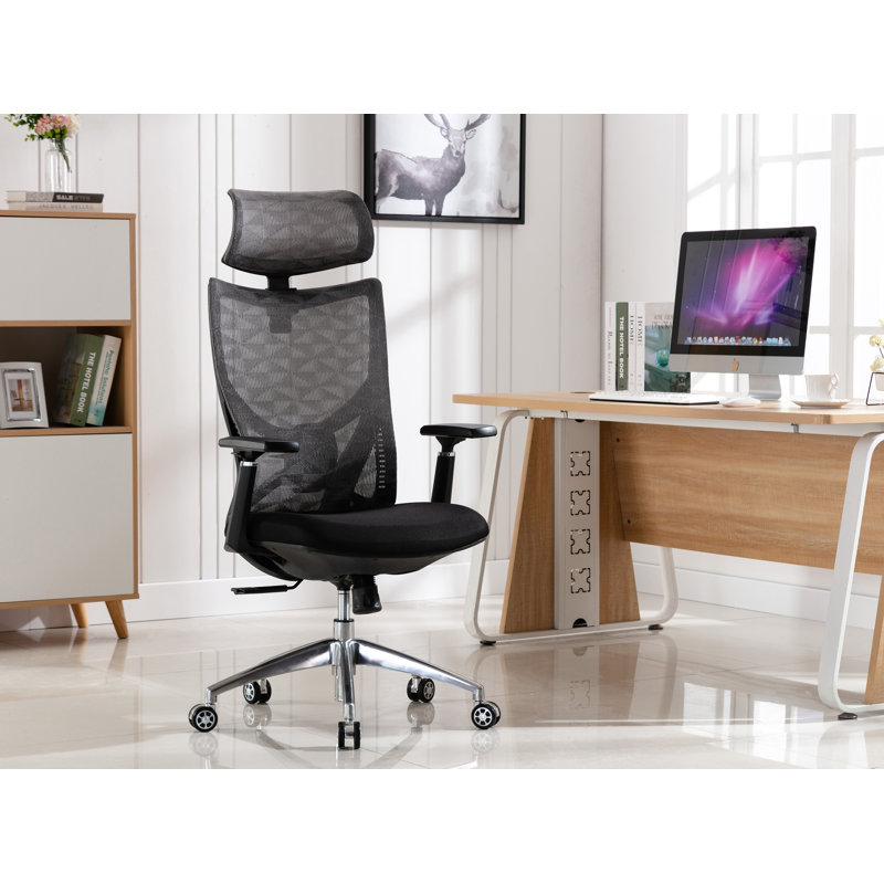 Arunya Mesh Task Chair with Headrest, Gray