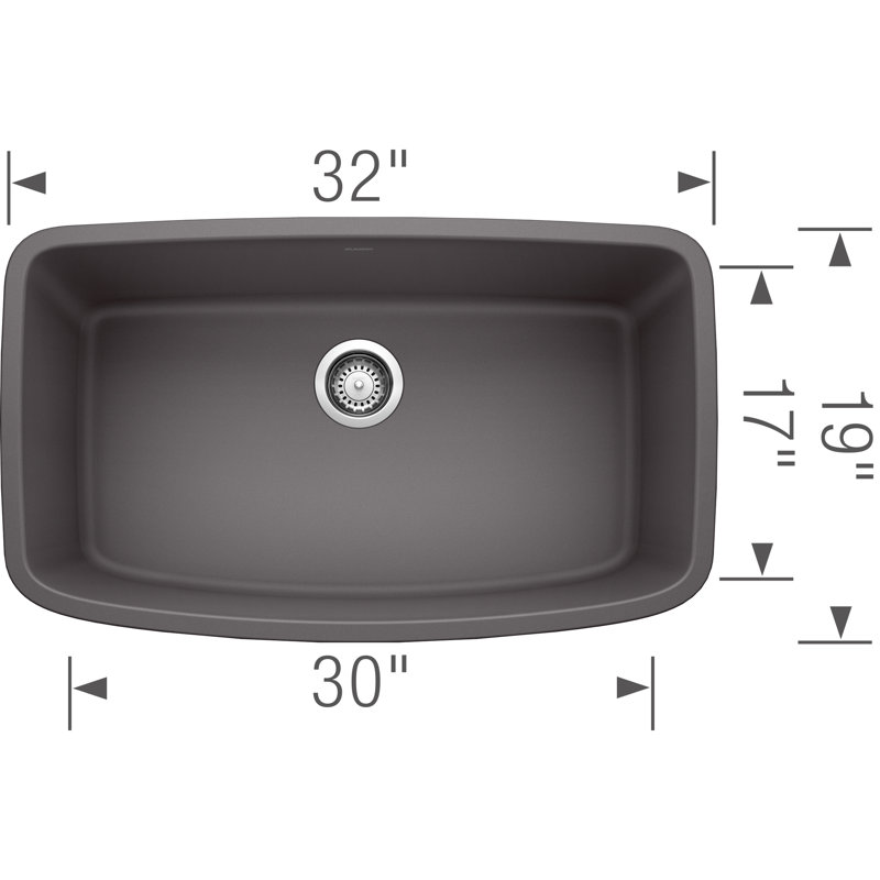 Valea Silgranit 32" Super Single Undermount Kitchen Sink - Cinder, Cinder