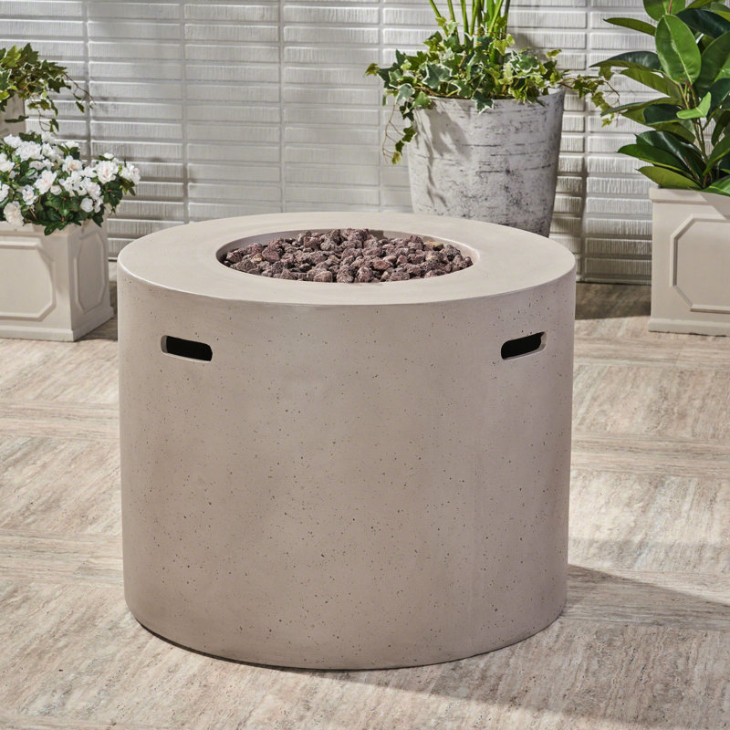 31" Round Fire Pit - 40,000 , Lightweight Concrete, Grey, Make Your Backyard Extraordinary, No Assembly Pit, Create A Cozy Outdoor Space,