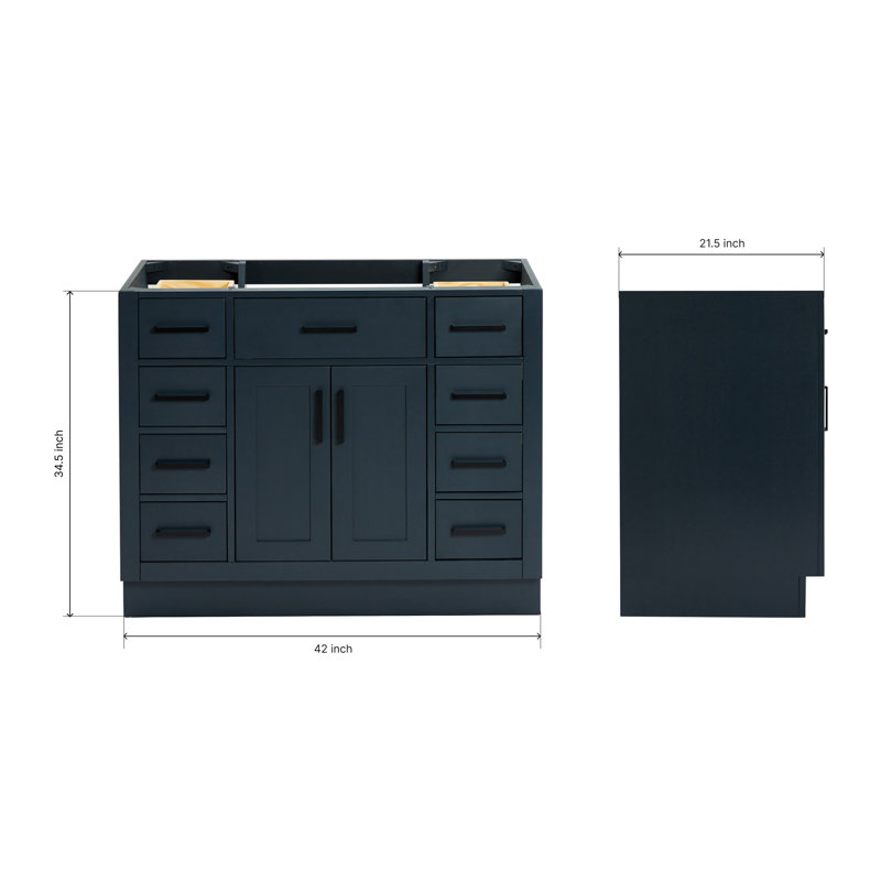 42" Single Bathroom Vanity Base only, Midnight Blue, Matte Black