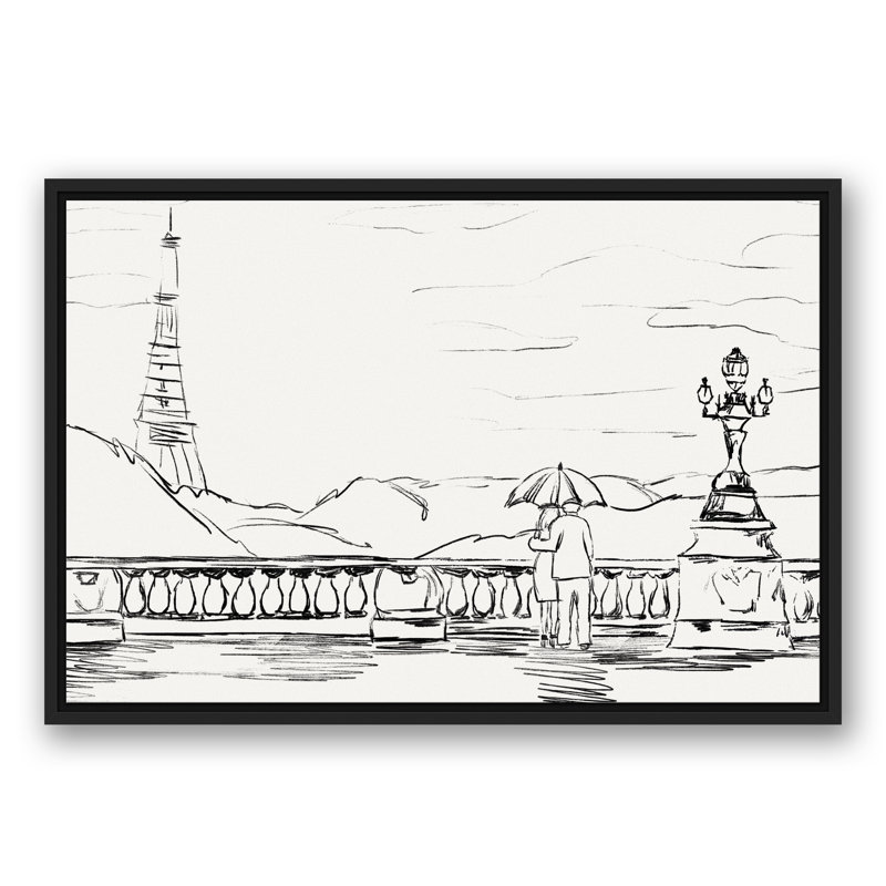 « paris bridge sketch », reproduction d’art sur toile encadrée