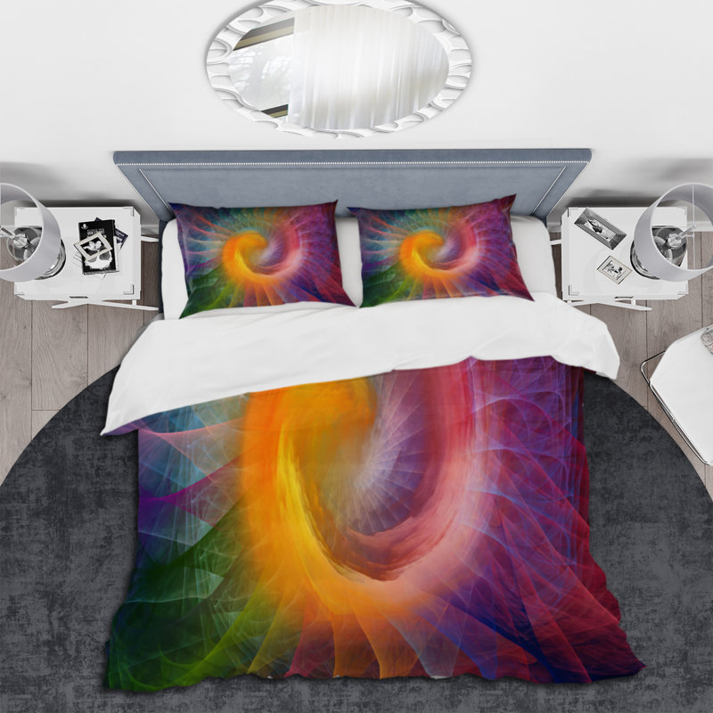 Ensemble de housse de couette Spiral Fractal Geometric VII - Modern - microfibre de polyester