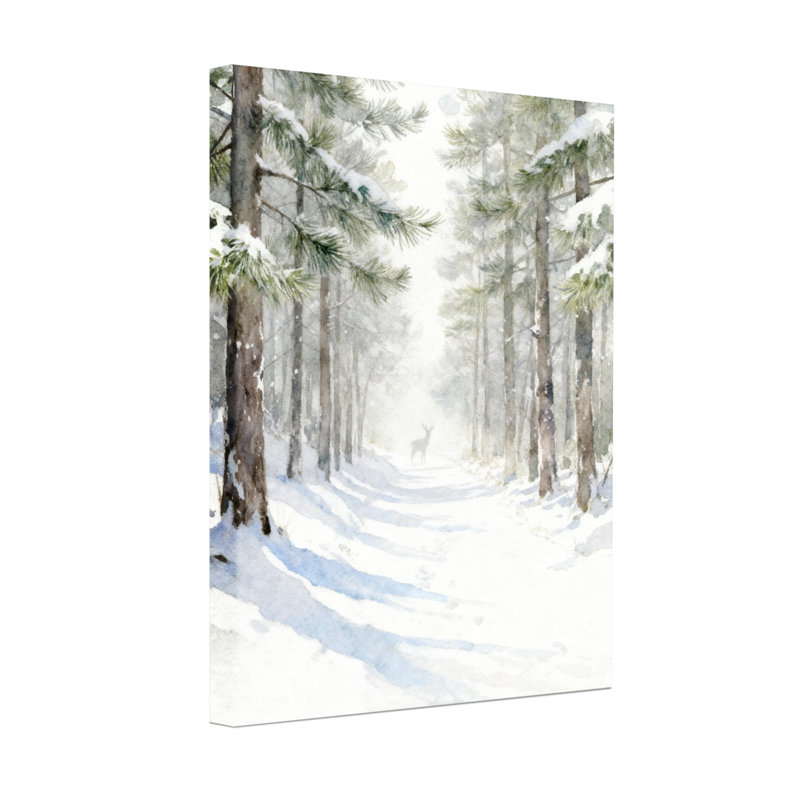 «Christmas Snowy Forest Path Winter Landscape», ensemble de 3 impressions d'art sur toile, H 24 po x l 16 po
