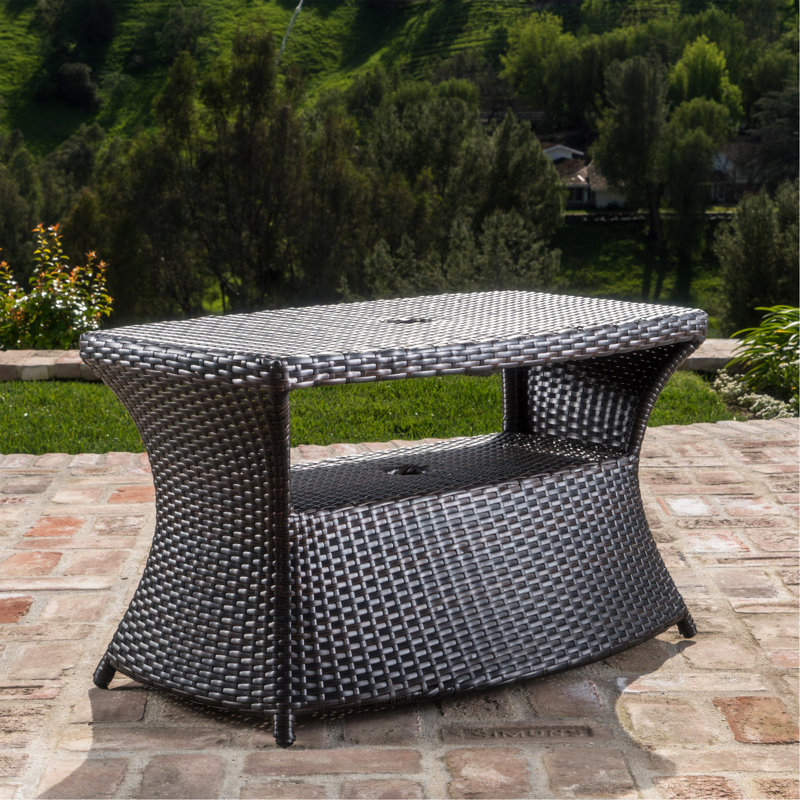 Chaise Lounge Side Table, Brown Multi