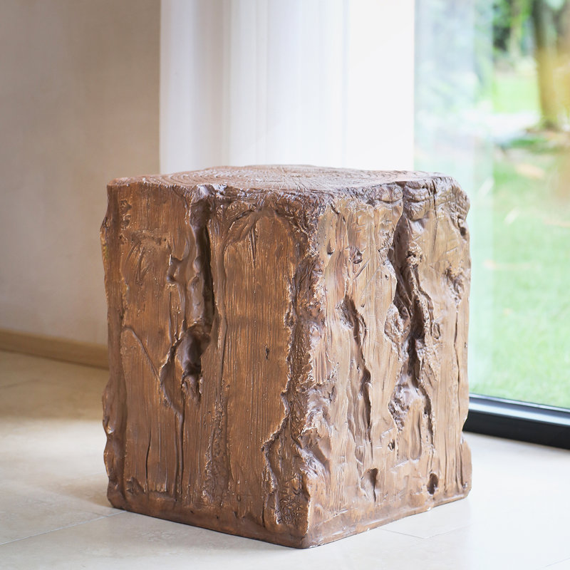 Table d'appoint d'extérieur et d'intérieur en forme de souche MGO, finition brune