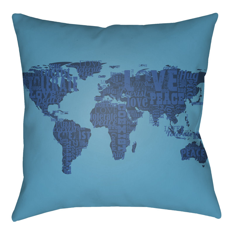 Litchfield Global Throw Pillow, 18" H x 18" W, Onyx Black/Charcoal