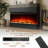 60" Black Panoramic Electric Fireplace with Mantel, Extra-Wide Firebox, 9 Color Flame, Flame-Only Mode, 1500W-482011232-489025204