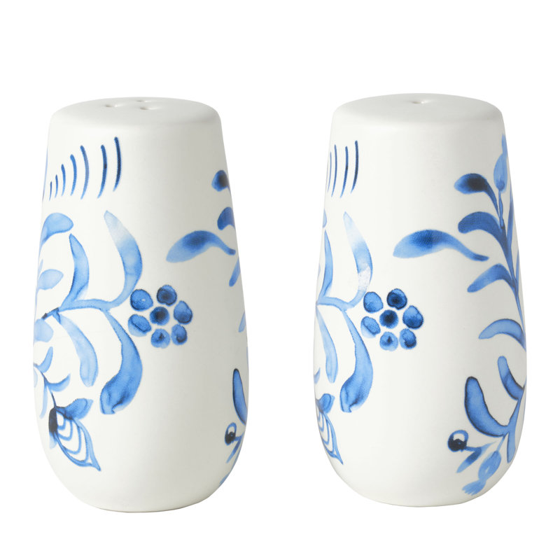 Fitz And Floyd Sicily Blue Serve Bowls And Salt And Pepper Set