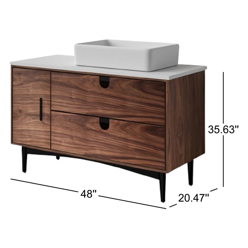 Portree 47" W Single Vanity, Walnut/Black