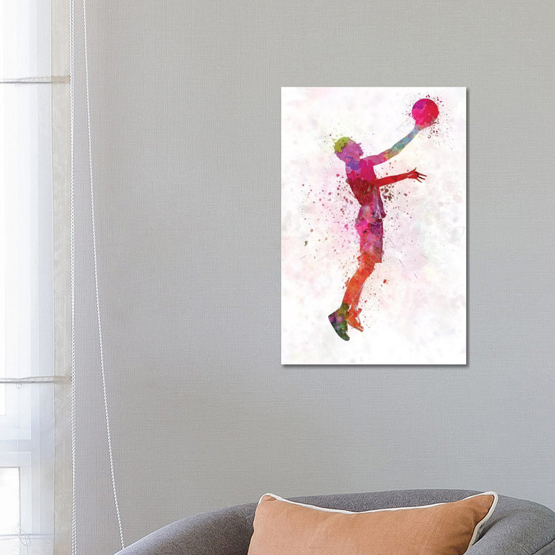 Young Man Basketball Player I by Paul Rommer - Wrapped Canvas Painting, 66.04 cm H x 45.72 cm W
