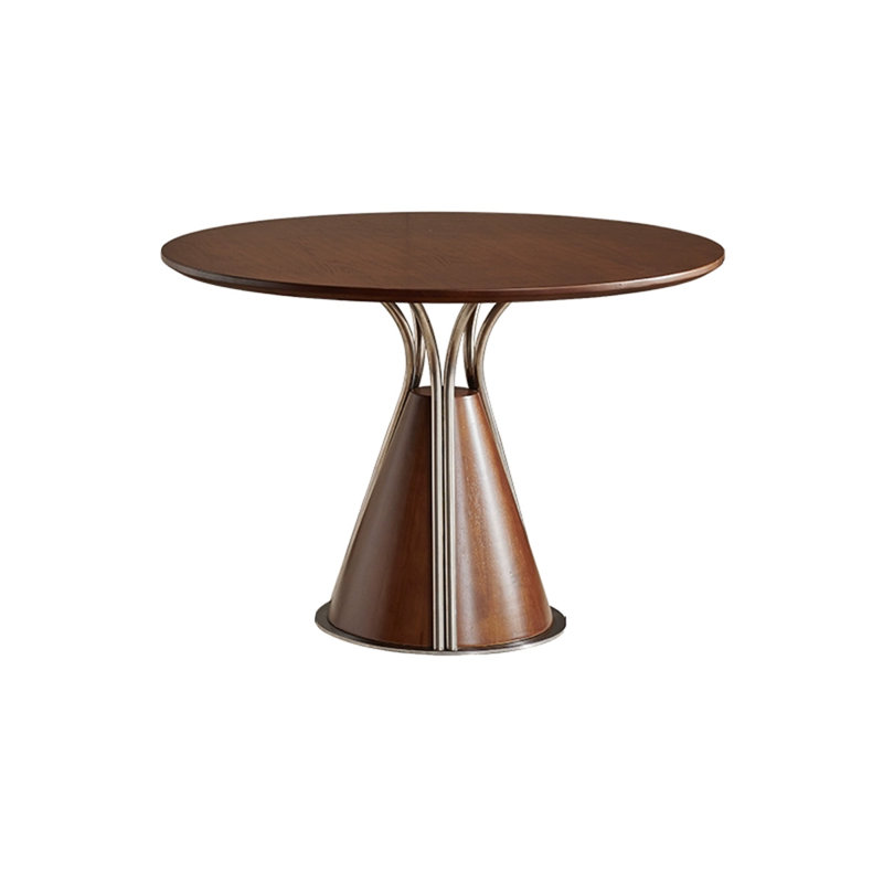 Table de salle à manger ronde en bois massif brun noisette, H 29,53 po x L 35,43 po x l 35,43 po