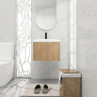 Angela 24"modern Bathroom Vanity With White Composite Integral Sink Top