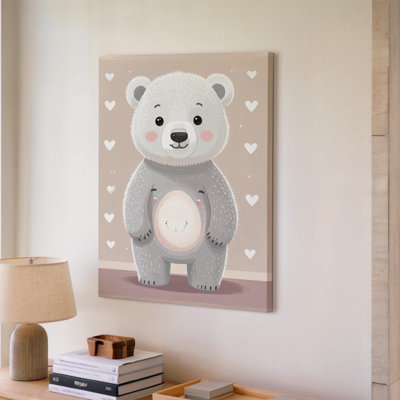 Cheerful Baby Polar Bear Canvasgender Neutral Nursery Canvas Wall Art Ready To Hang Gallery Wrapped Home Decor Modern Design Premium Quality