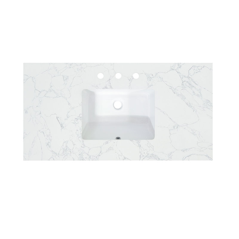 Ceres 43" Grain White Engineered Stone Vanity Top with Sink