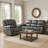 Larus Manual Recliner Chair, Pillow Top Arms, Dark Gray Leather Match-117559242