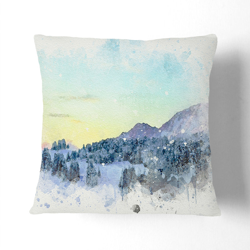 Mountain and Forest Cushion with Filling, 40cm H x 40cm W x 15cm D