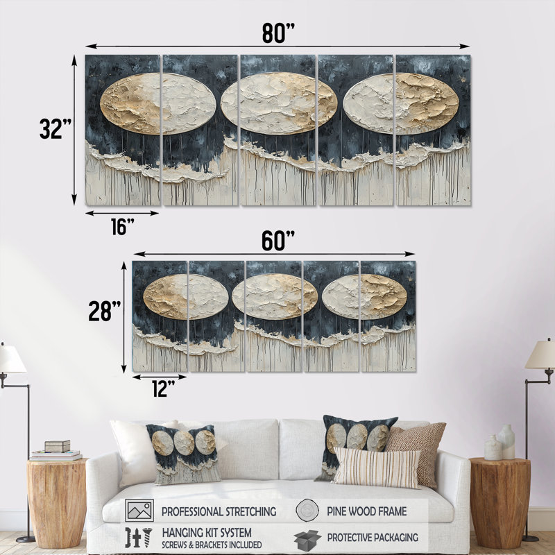 «Condol» - Art abstrait abstrait sur toile - Art mural moderne sur toile, H 28 po x l 60 po, 5