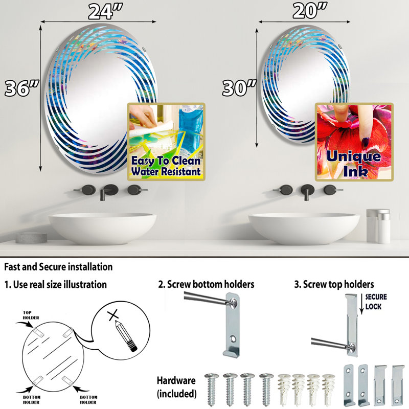 Miroir mural oval, 35,4 po x 23,6 po