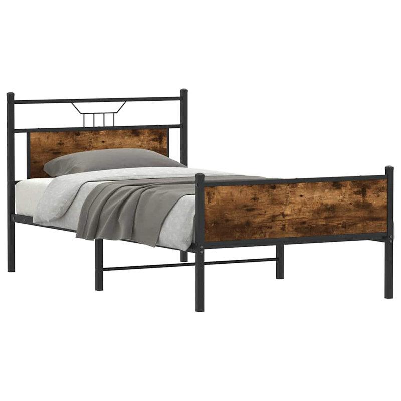 Bed Frame Without Mattress Engineered Wood, Smoked Oak, 107 x 201cm