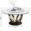 Table de salle à manger ronde 53 po 53 po avec plateau tournant à 360 ° lisse et résistant aux taches et à la chaleur, design minimaliste moderne pour la salle à manger, la cuisine, le coin-repas et l'espace compact (table seulement)