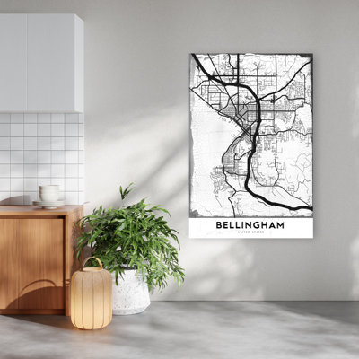 «Bellingham Washington Map», rétro, art abstrait de ville murale