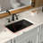 21" X 15" Black Rectangular Ceramic Undermount Bathroom Vanity Sink With Overflow