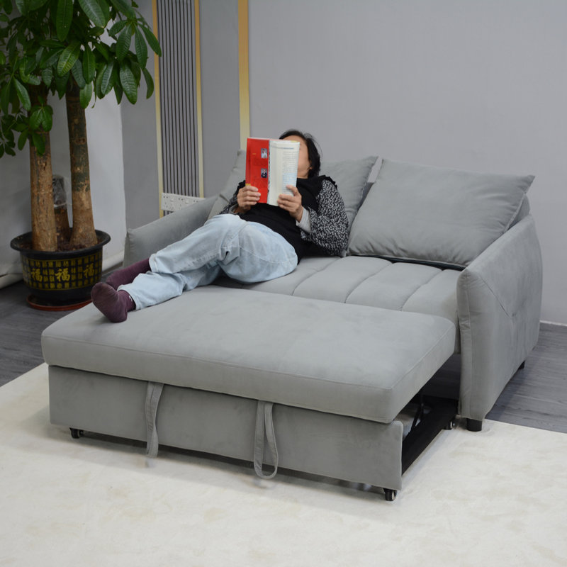 Convertible Sleeper Sofa Bed, Light Gray