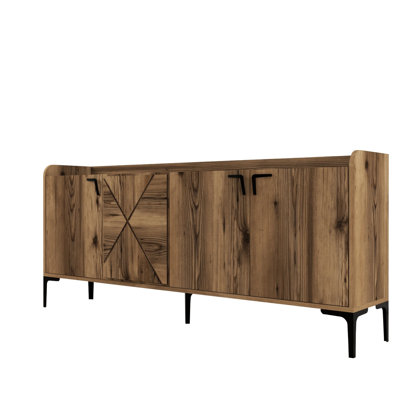 Modern Walnut Console Table, 70.9 x 30.7 x 13.8 inches | 100% Melamine Coated Particle Board, Thickness: 0.7 inches | Sturdy Metal Legs 6.7 inches, Elegant Design for Entryway & Living Room, Rustic & Contemporary Style