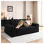 Canapé-lit convertible en velours côtelé de 206 cm (81 po), canapé de sol pliant 3 en 1 avec coussins, causeuse-lit noire pour salon et chambre à coucher