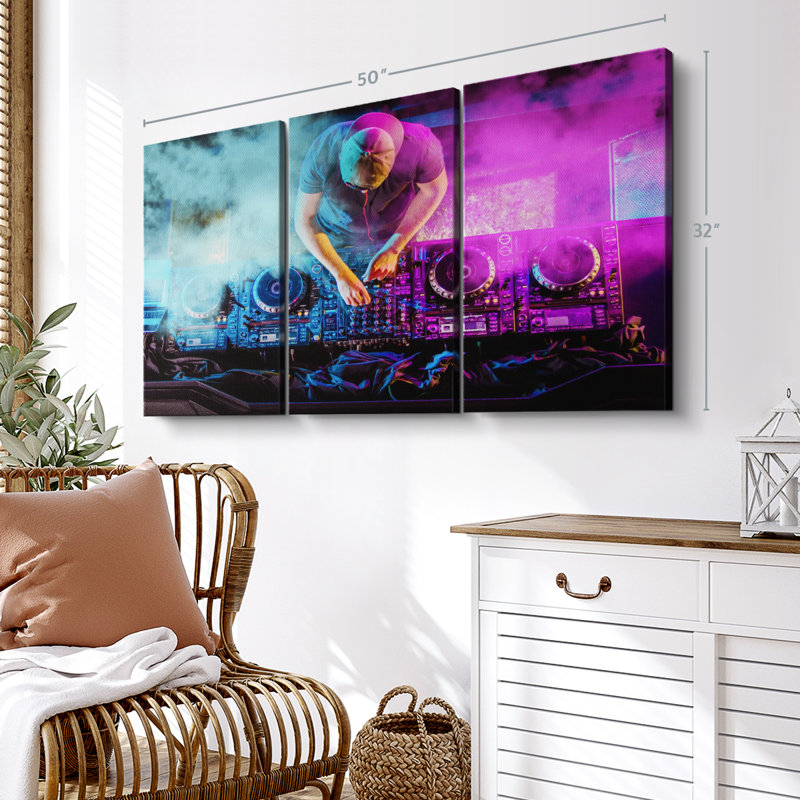 " DJ At The Turntable " Print, 32" H x 50" W x 1.25" D