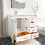 Meuble-lavabo autoportant 36 po Anvay en blanc mat avec comptoir en quartz de Carrare-889296418-895541825