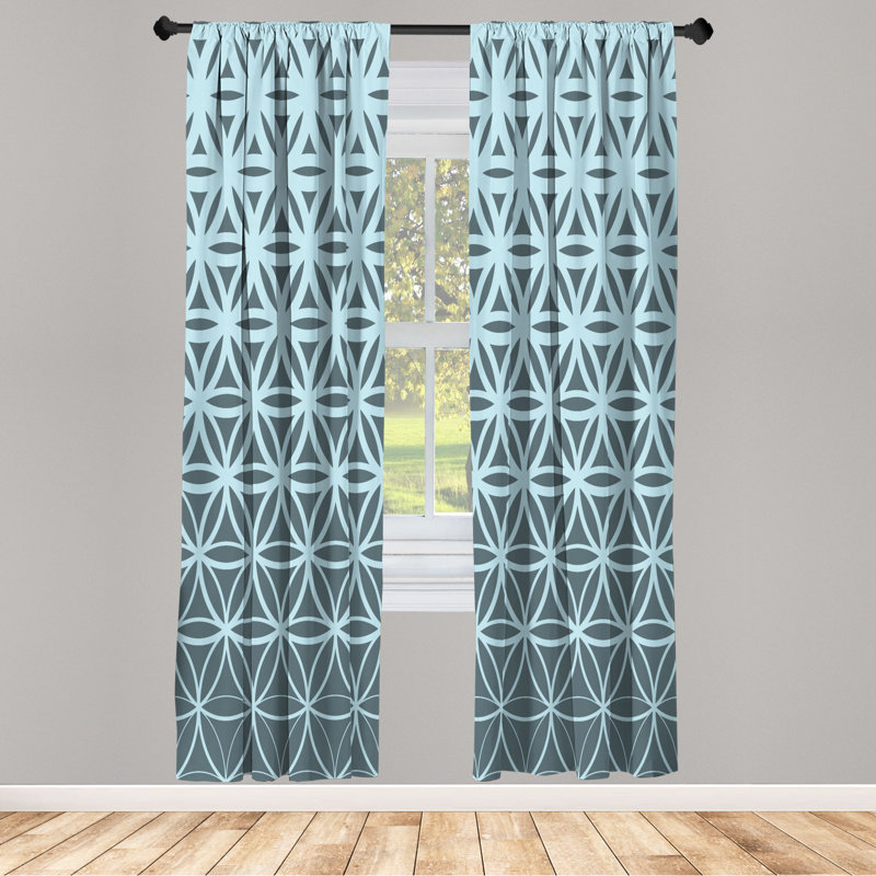 Microfiber Floral Semi-Sheer Rod Pocket Curtain Panels, 28" W x 63" L, Black/Red