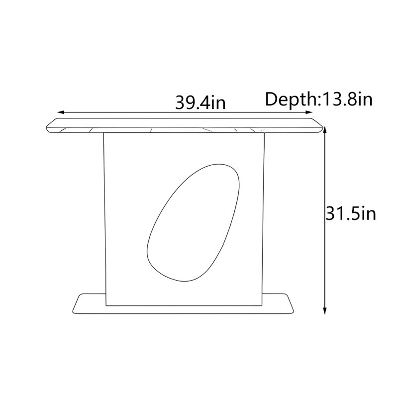 Table d'entrée moderne en bois massif minimaliste, Naturel, H 31,5 po x l 39,4 po x P 13,8 po