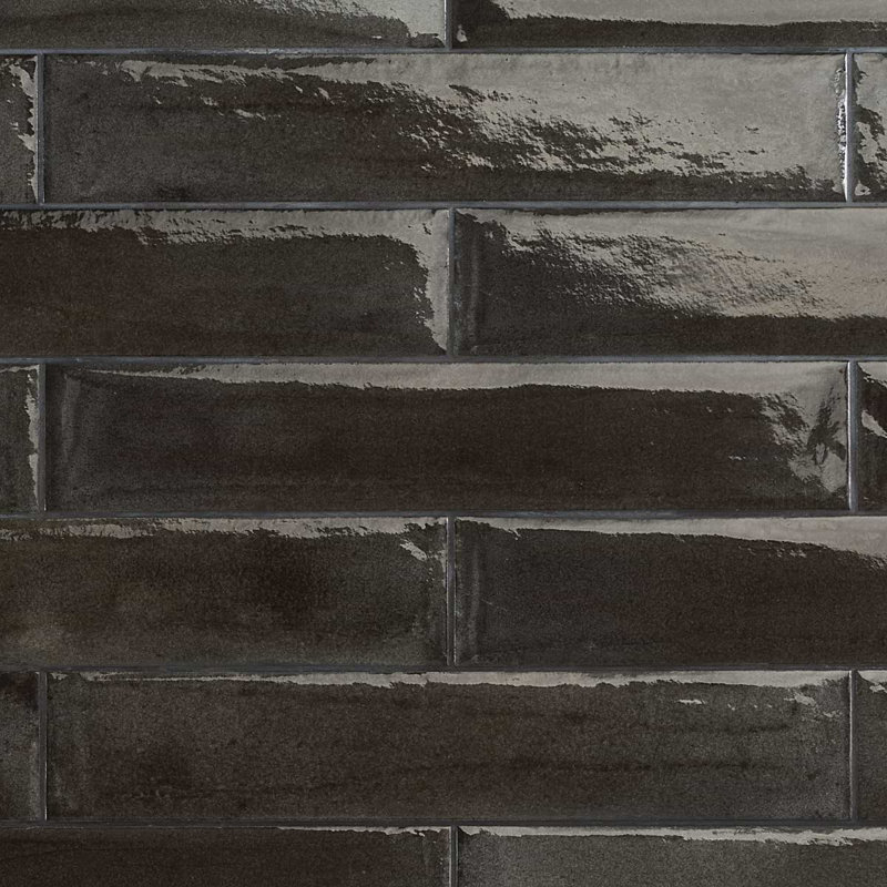 Paint 3x16 Glossy Porcelain Tile, Nero Black