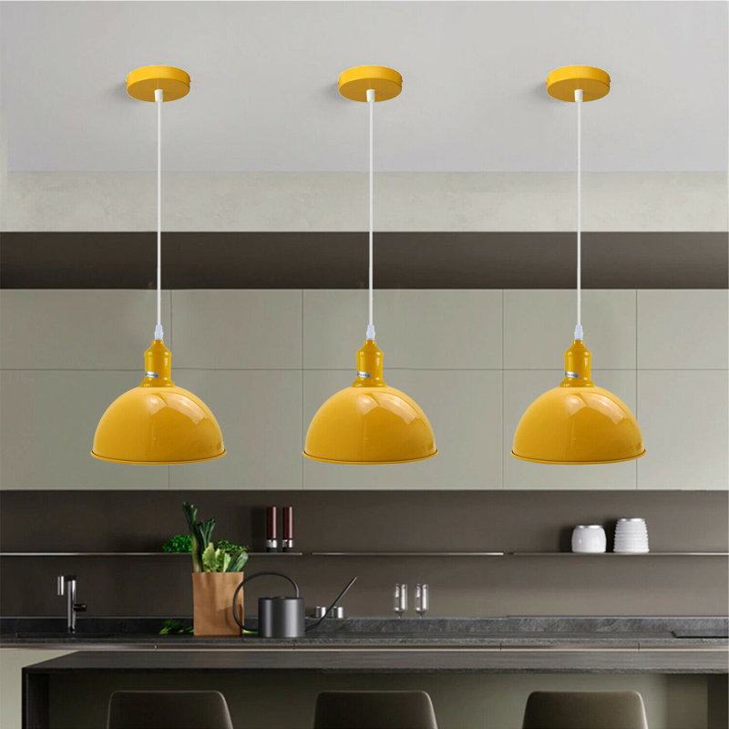 Dlayna 1 - Light Yellow Dome Pendant, 114cm H x 30cm W x 30cm D