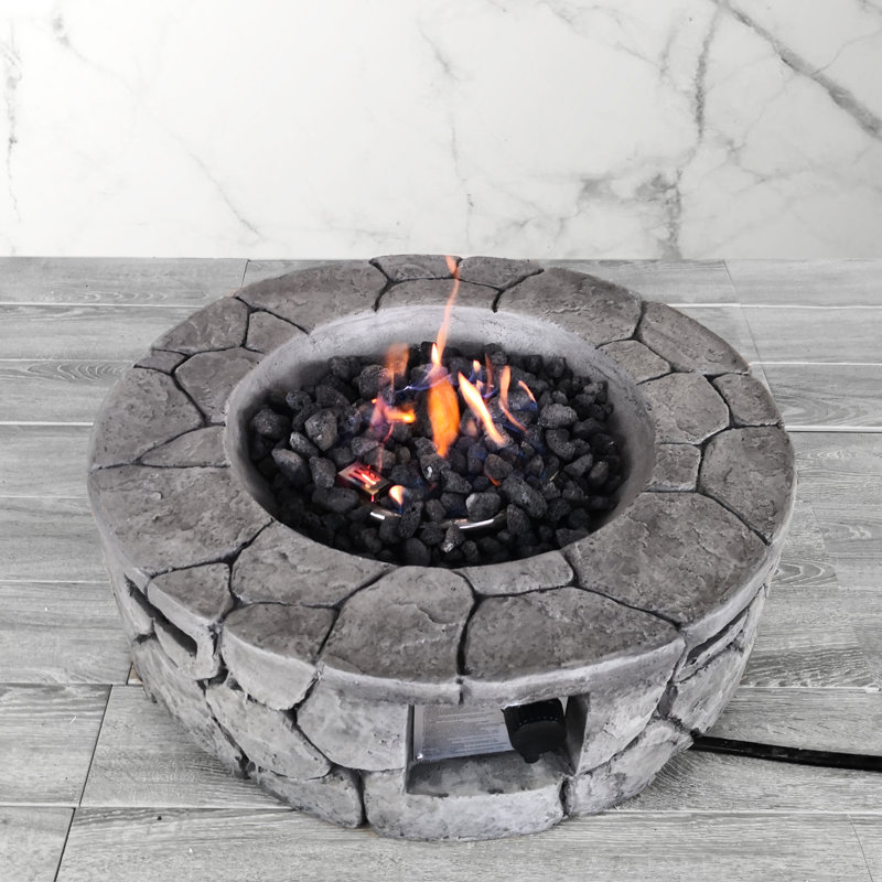 Outdoor Fire Pit With 40000 Output - Concrete, 9''h X 28''w, Rust And Heat Concrete For Use Proof, 28''w 28''d 9''h,