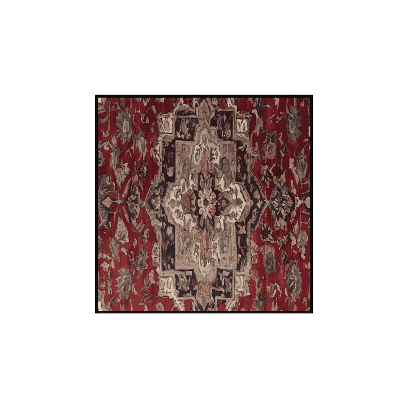 Machine Washable Black Area Rug, Square 7'