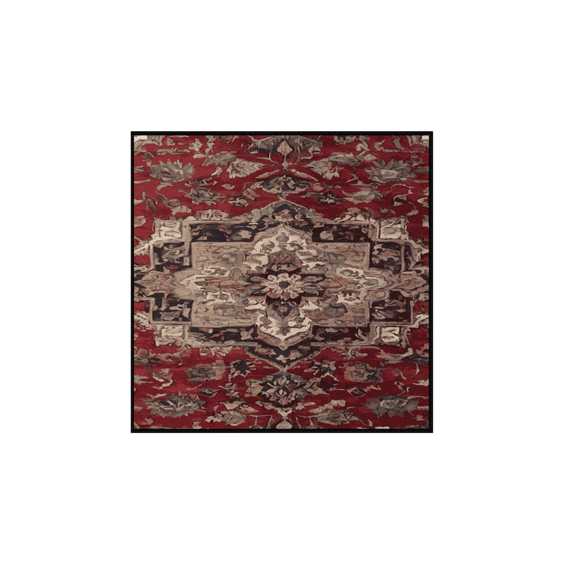 Machine Washable Black Area Rug, Square 4'