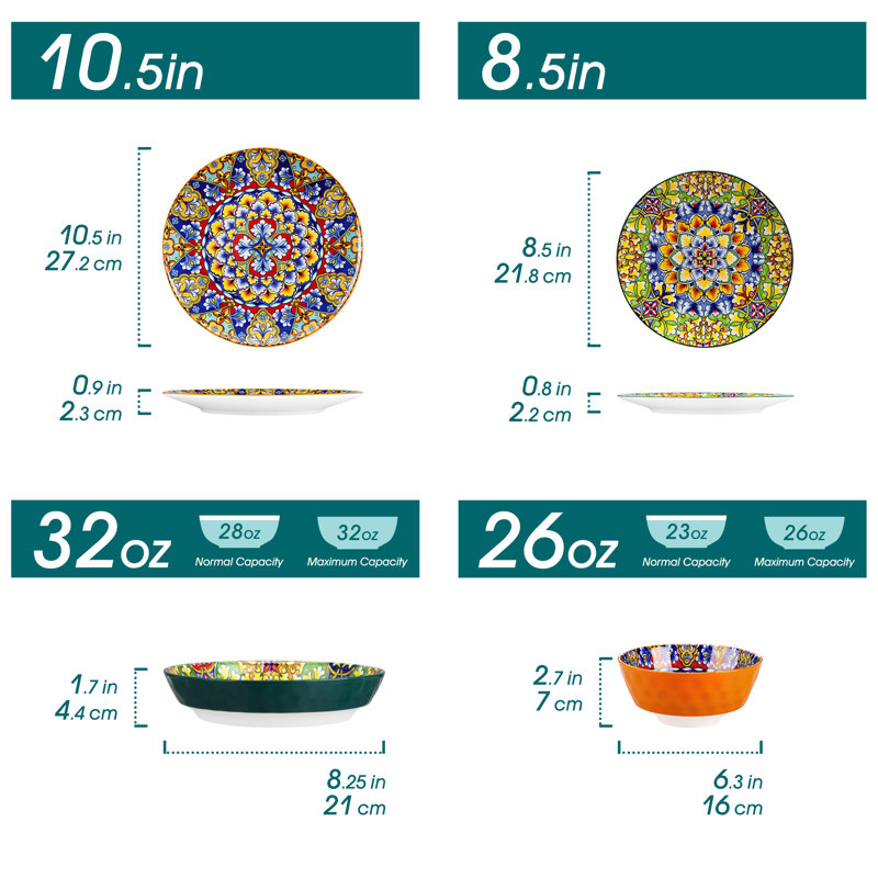 16 Piece Porcelain Dinnerware Set, Service For 4 (Set of 16), Dark Blue, 16