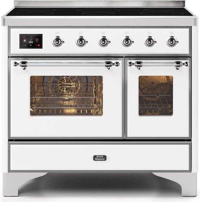 Majestic II 40" Freestanding Induction Range, White/Chrome