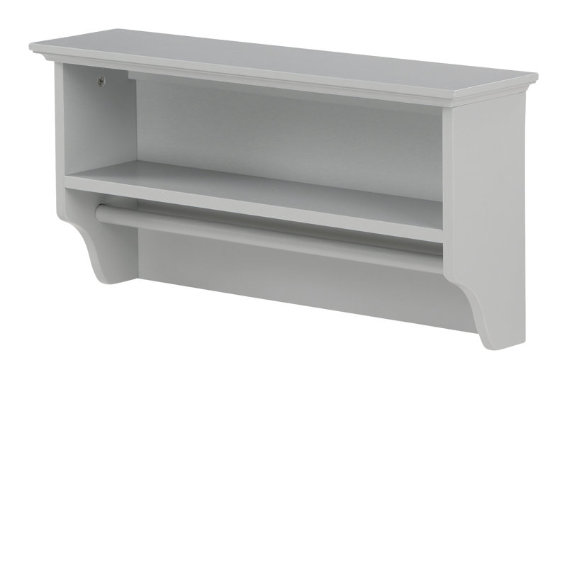 Ashbury Wood Accent Shelf with Towel Bar, Grey