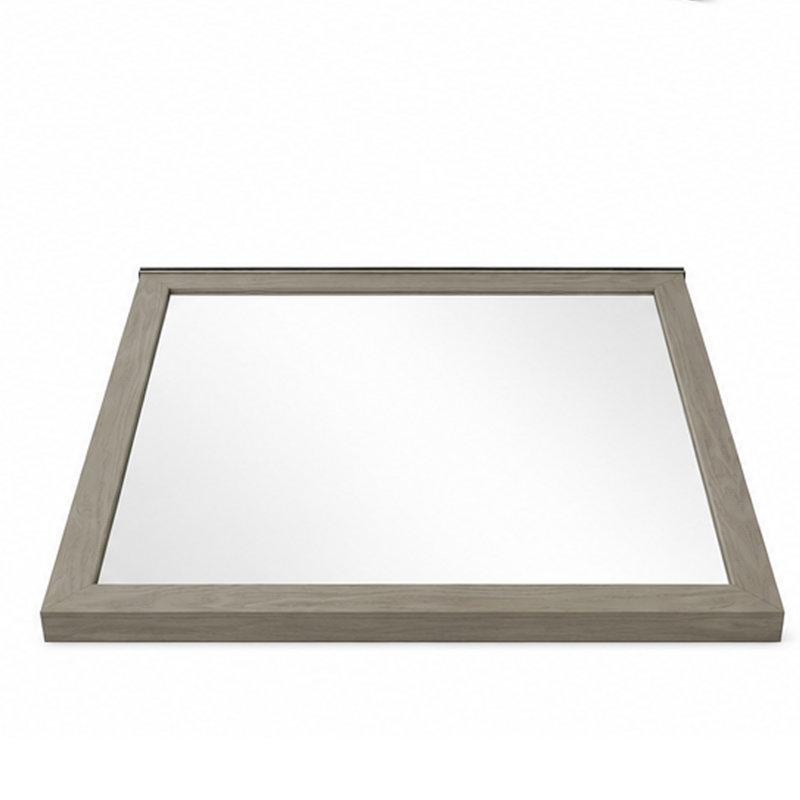 Miroir de coiffeuse Anna, cadre en bois gris patiné, carré de 40 pouces