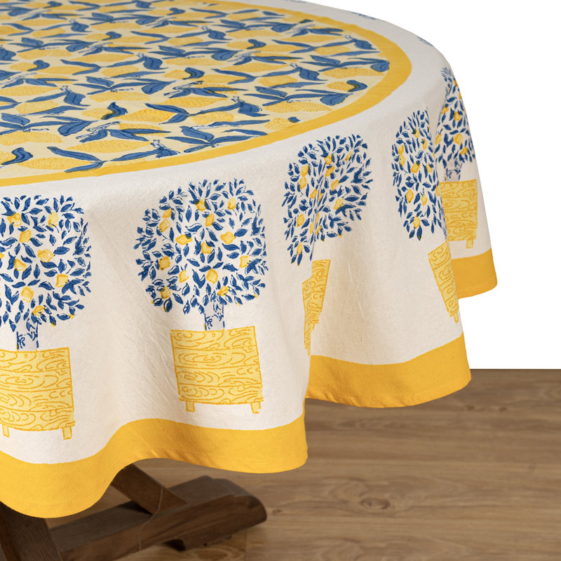 Lemon Tree Handmade Floral Tablecloth