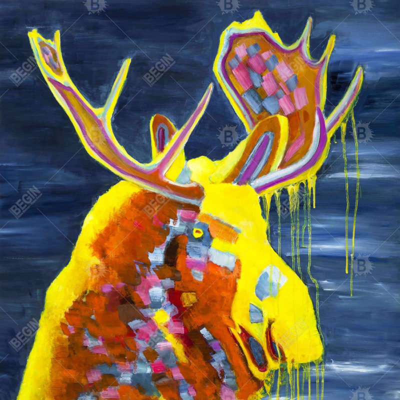 Orignal coloré sur toile | Décoration de chevreuil | Art mural