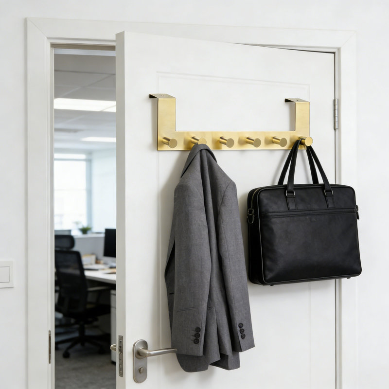 Cintre au-dessus de la porte avec 6 boutons, portemanteau en acier inoxydable sans perçage pour portes à dessus plat, organisateur de suspension amovible facile à installer