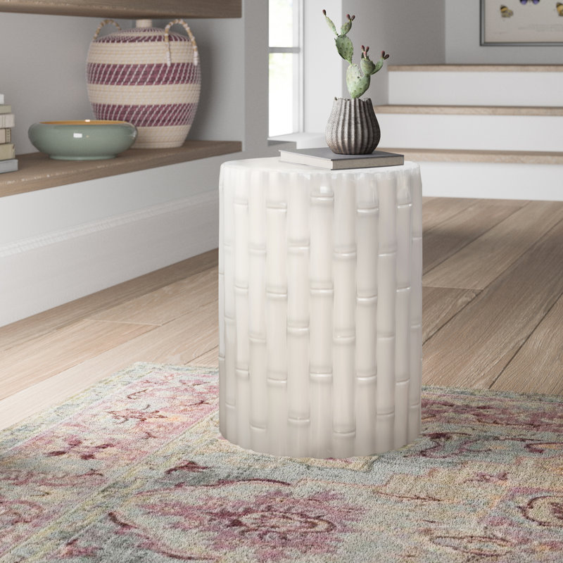 Ceramic Accent Stool, White