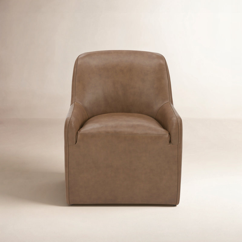 Maisie Rolling Dining Chair Tan Leather