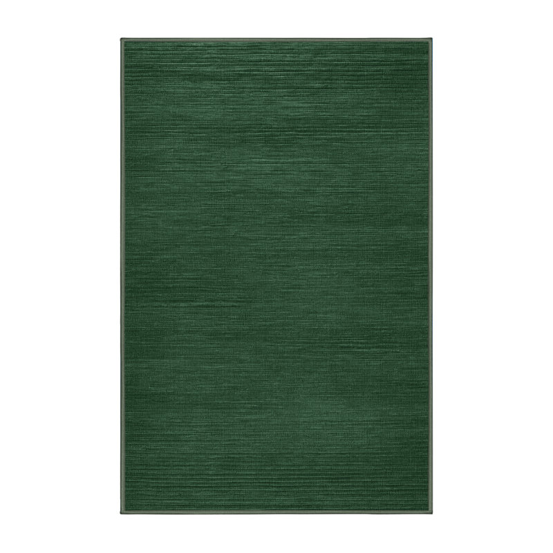 Machine Washable Solid Green Area Rug, Runner 2' x 5'