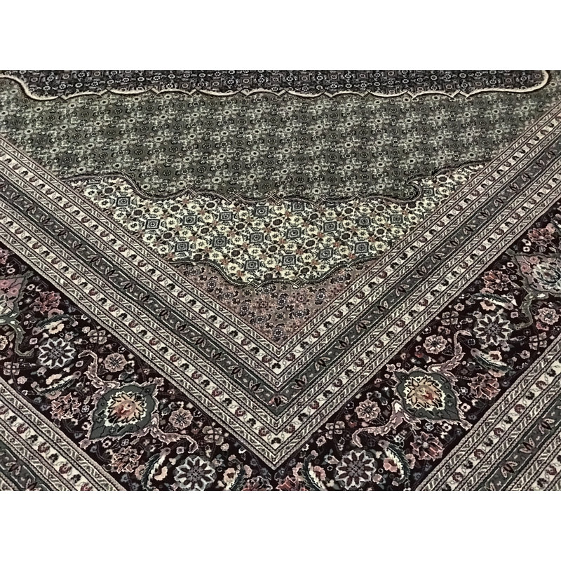 Hand-Knotted High-Quality Black and Wine Area Rug
